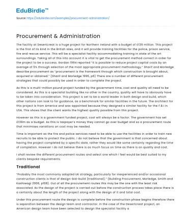Procurement & Administration