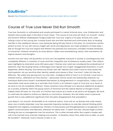 Course of True Love Never Did Run Smooth