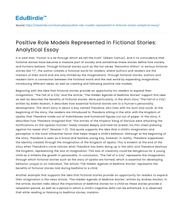 Positive Role Models Represented in Fictional Stories