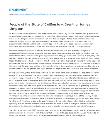 People of the State of California v. Orenthal James Simpson