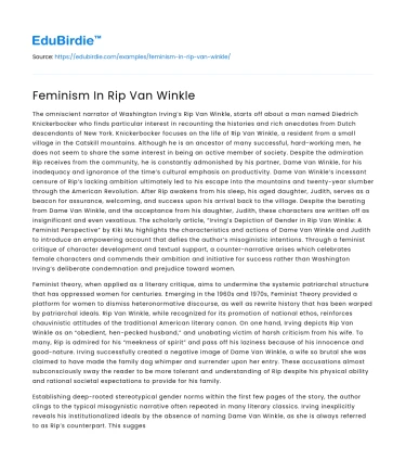 Feminism In Rip Van Winkle