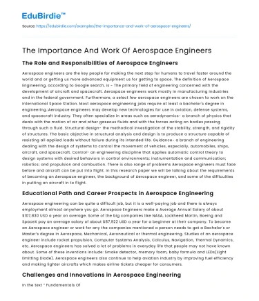 The Importance And Work Of Aerospace Engineers