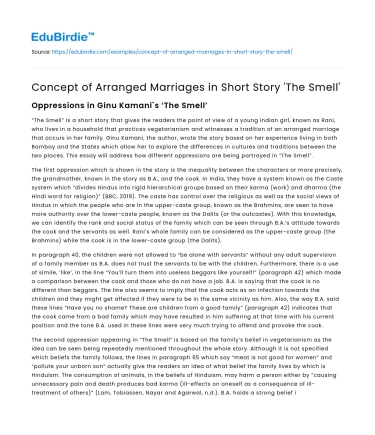 Concept of Arranged Marriages in Short Story ‘The Smell’