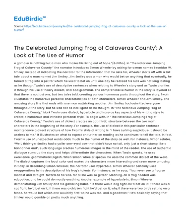 Humor in ‘The Celebrated Jumping Frog’