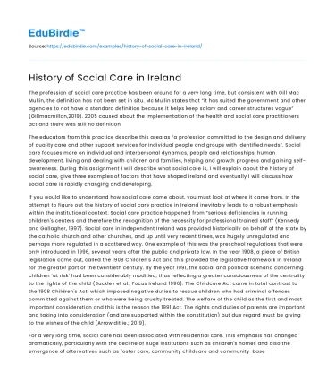 History of Social Care in Ireland