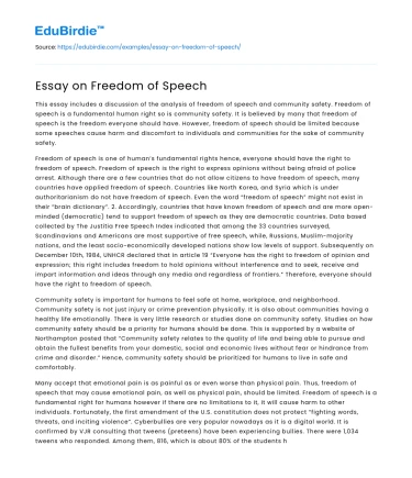 Essay on Freedom of Speech