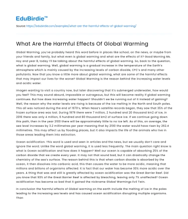 The Detriments of Global Warming