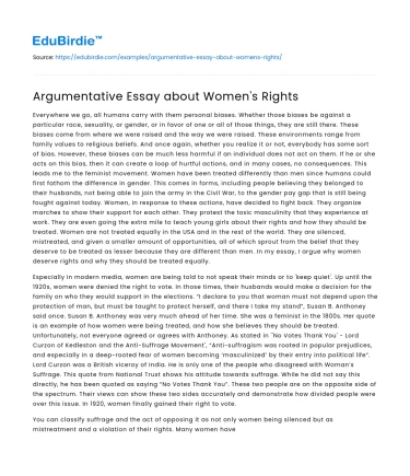 Argumentative Essay about Women’s Rights