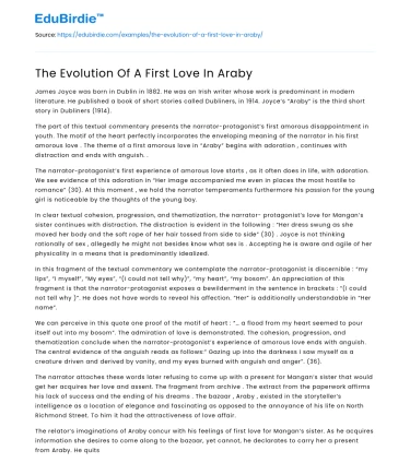 The Evolution Of A First Love In Araby