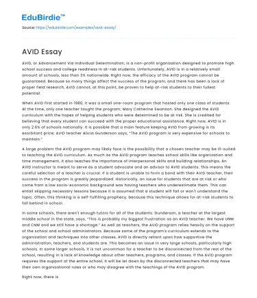 AVID Essay