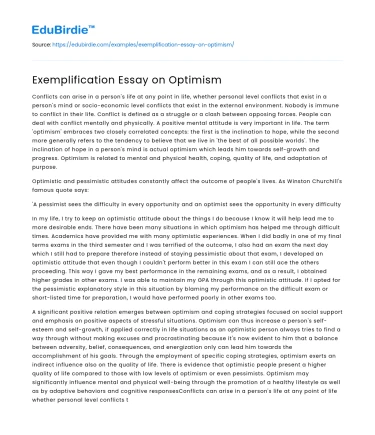 Exemplification Essay on Optimism