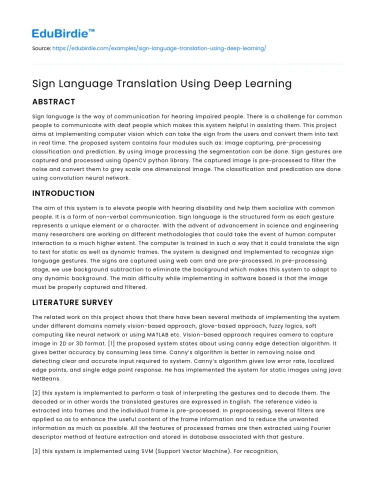 Sign Language Translation Using Deep Learning