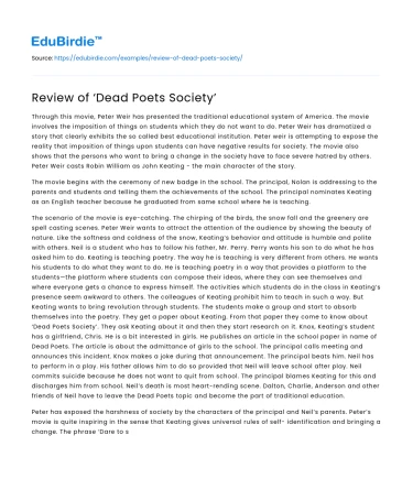 Review of ‘Dead Poets Society’