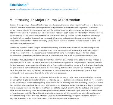 Multitasking As Major Source Of Distraction