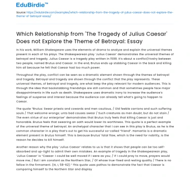 Betrayal in ‘The Tragedy of Julius Caesar’: Analysis