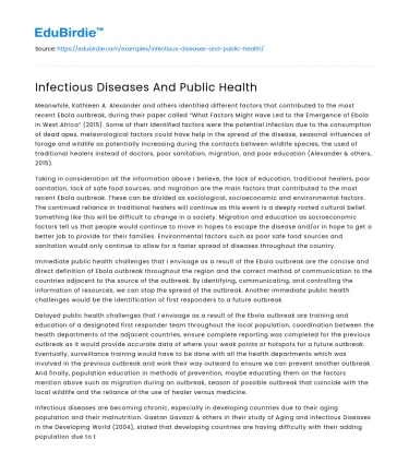Infectious Diseases And Public Health