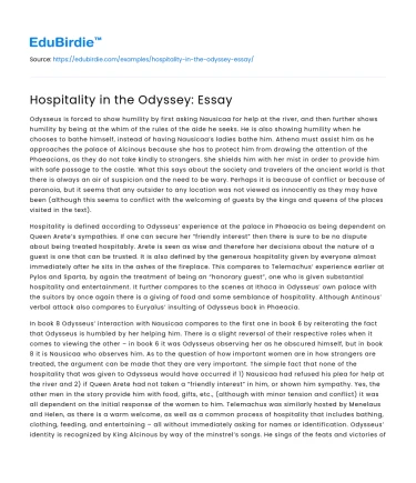 Hospitality in the Odyssey: Essay