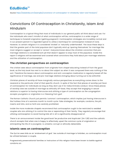 Religious Perspectives on Contraception