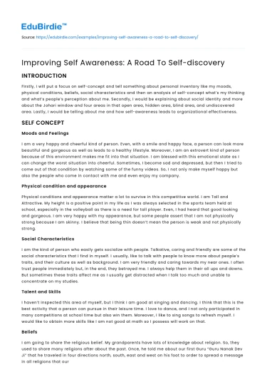 Improving Self Awareness: A Road To Self-discovery