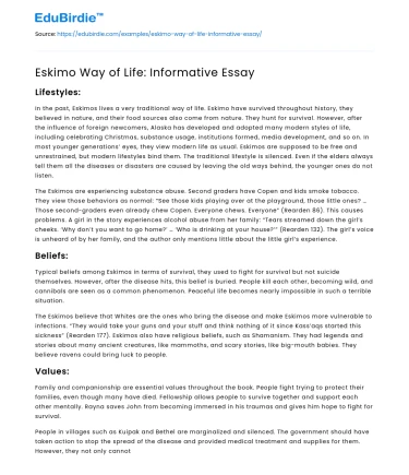 The Eskimo Cultural Heritage