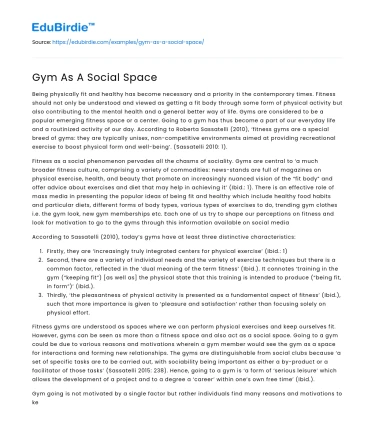 Gym As A Social Space