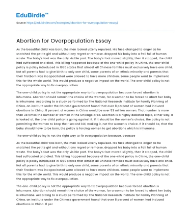 Abortion as a Response to Overpopulation