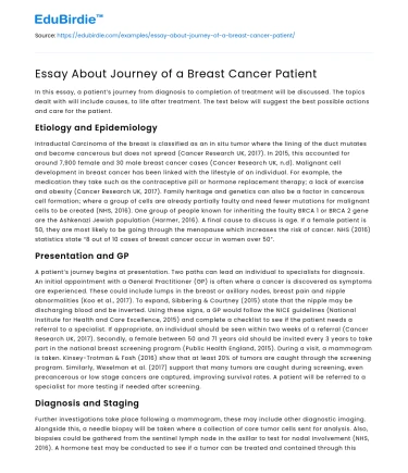Essay About Journey of a Breast Cancer Patient