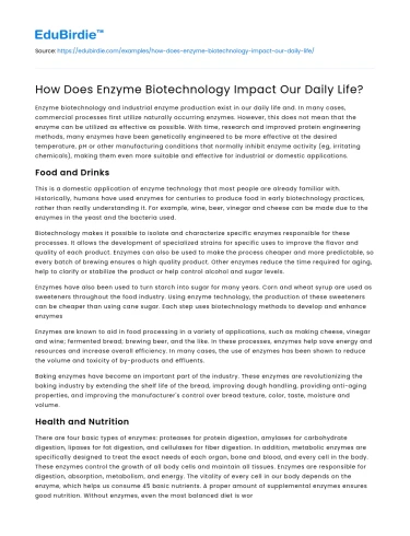 How Does Enzyme Biotechnology Impact Our Daily Life?