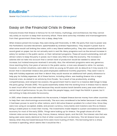 Essay on the Financial Crisis in Greece