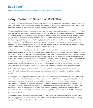 Essay: Informative Speech on Basketball