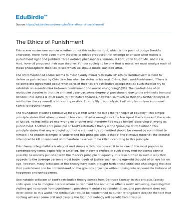 The Ethics of Punishment