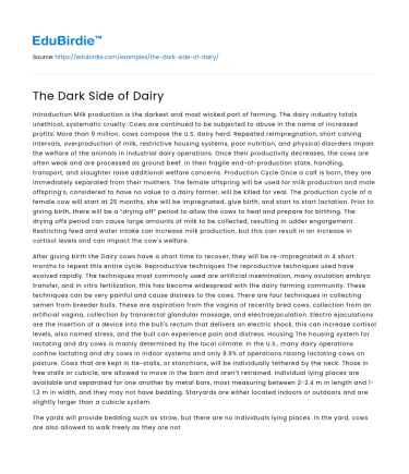 The Dark Side of Dairy