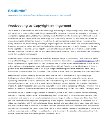 Freebooting as Copyright Infringement