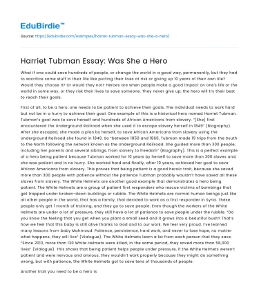 Harriet Tubman Essay: Was She a Hero