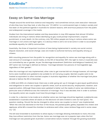 Essay on Same-Sex Marriage