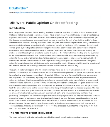 Milk Wars: Public Opinion On Breastfeeding