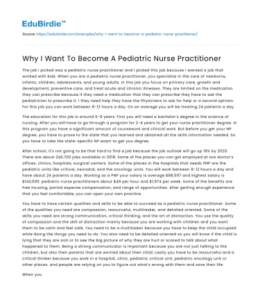 Why I Want To Become A Pediatric Nurse Practitioner