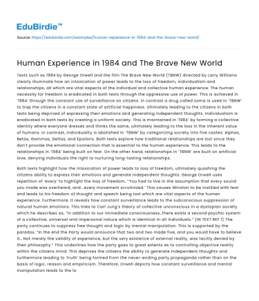 Human Experience in 1984 and The Brave New World