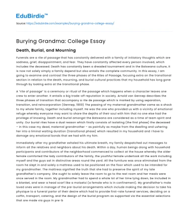 Burying Grandma: College Essay