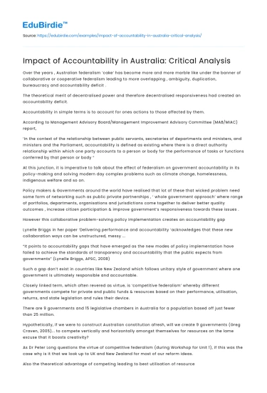 Evaluating Accountability’s Influence in Australia