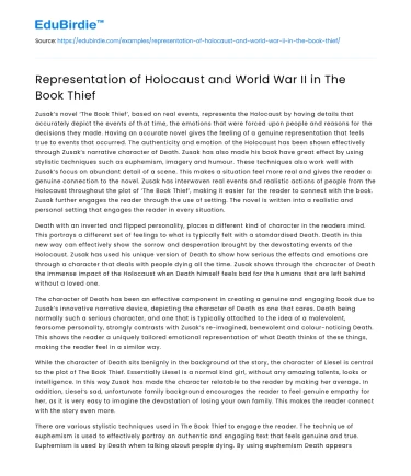 Representation of Holocaust and World War II in The Book Thief
