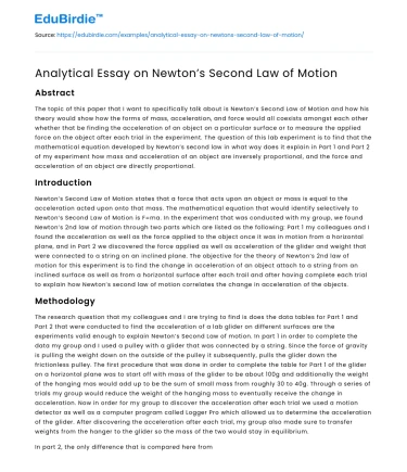 Analytical Essay on Newton’s Second Law of Motion