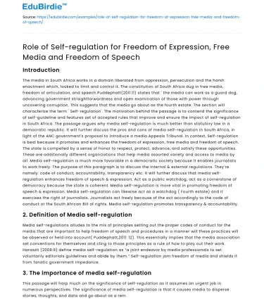 Self-regulation’s role in free expression, media, and speech