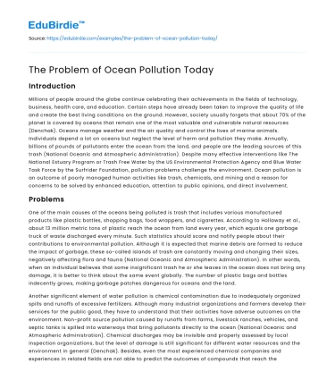 The Problem of Ocean Pollution Today