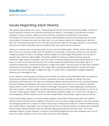 Tackling Adult Obesity