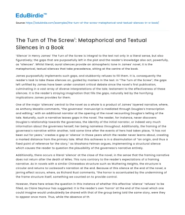 The Turn of The Screw’: Metaphorical and Textual Silences in a Book
