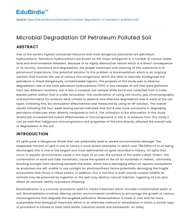 Microbial Degradation Of Petroleum Polluted Soil