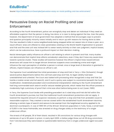 Racial Profiling in Policing