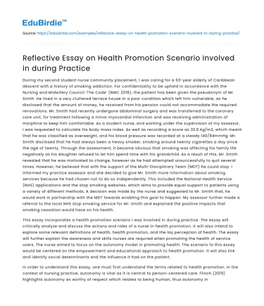 Health Promotion Scenario Involved in during Practice