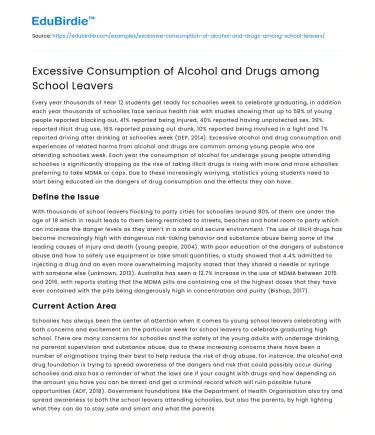 Excessive Consumption of Alcohol and Drugs among School Leavers